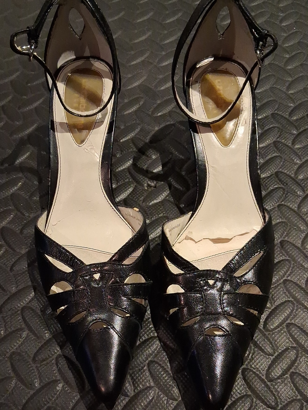Liz Claiborne Black Pointed-Toe Ankle-Strap Dress Heels - Size 7.5